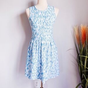 Jude Connally, Rachel Blue & White Fit & Flare Jude Cloth Dress, Size XS